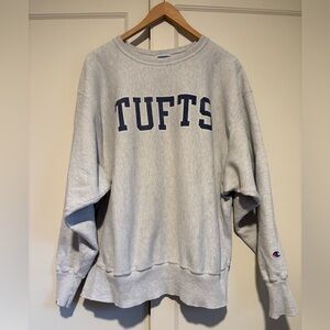 Vintage Champion Tufts Grey Crew Neck Sweatshirt